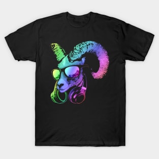 DJ GOAT Cool and Funny Music Animal with Headphones and Sunglasses. T-Shirt